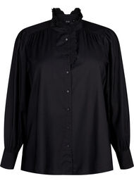 Viscose skjorte Bluse med ruffles, Black