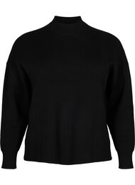 Ensfarget strikket bluse, Black
