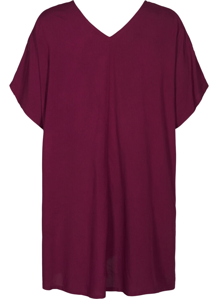 Strandkjole i viskose med skulderdetalj, R&oslash;d, Packshot image number 1