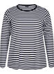 Stripete bluse med lange ermer, Svart, Packshot image number 0
