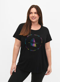 Trenings-t-skjorte med trykk, Black/Hologram logo, Model