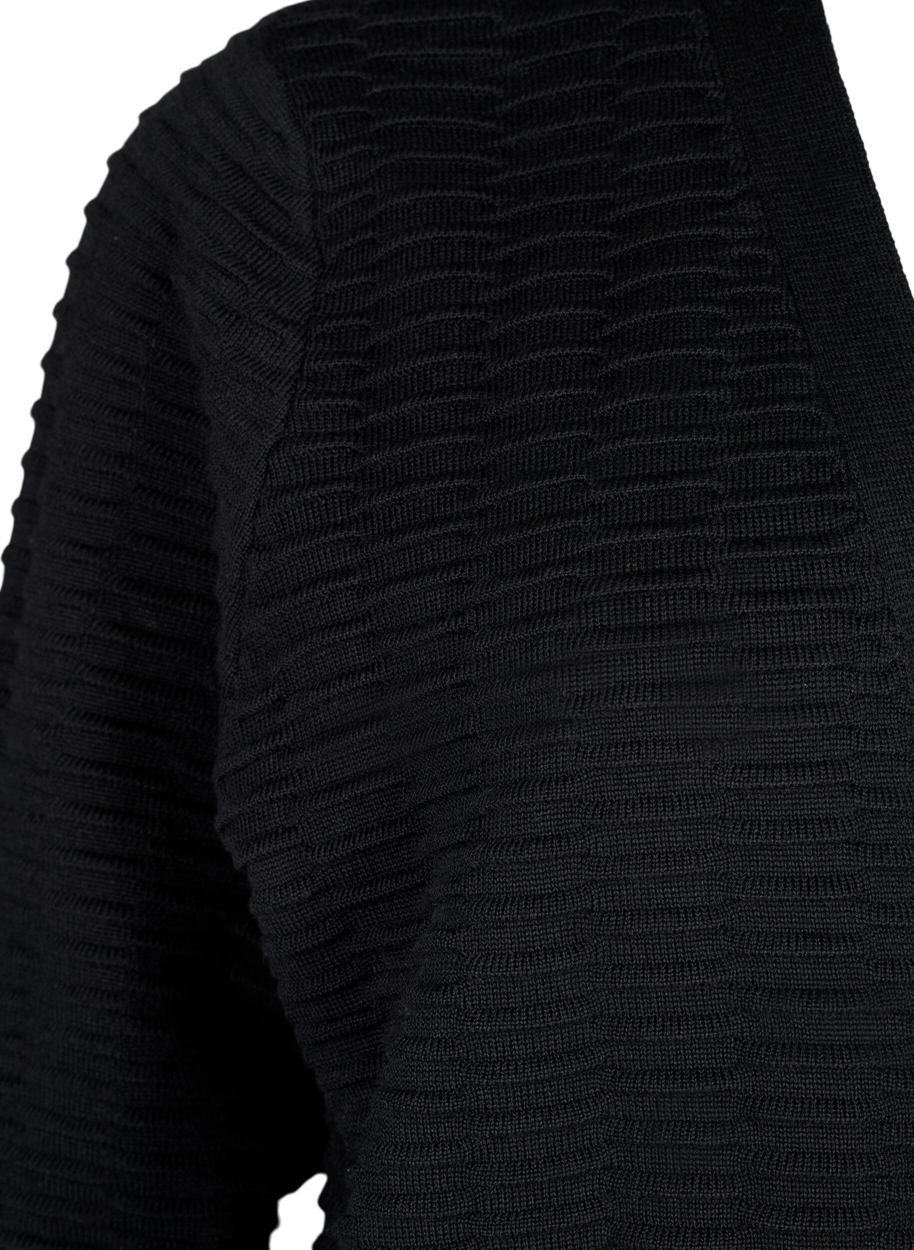 Zizzi Strikket cardigan i bomull-viskoseblanding, Black, Packshot image number 2