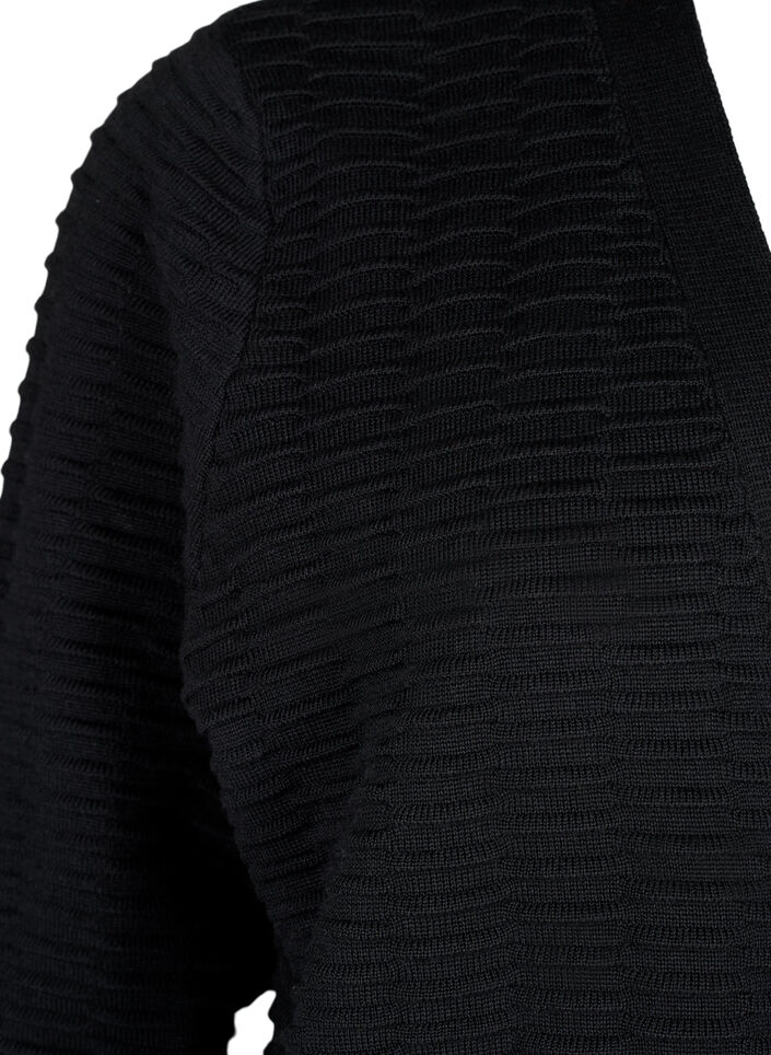 Strikket cardigan i bomull-viskoseblanding, Black, Packshot image number 2