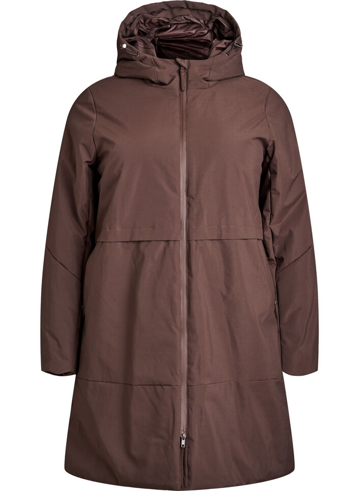 Vinterjakke med justerbar midje, Brun, Packshot image number 0