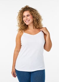 Basistopp i bomull, Hvit Basistopp i bomull, Hvit, Model