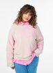 Strikkebluse med store hjerter og rund hals, Beige, Model image number 0