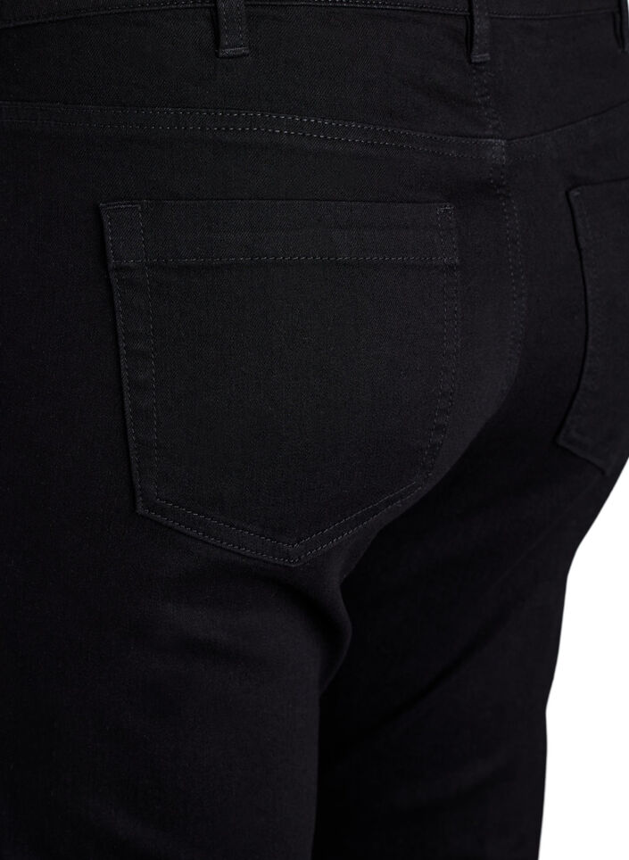 Emily jeans i smal passform og normalt h&oslash;y midje, Svart, Packshot image number 3