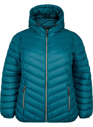 Lettvektsjakke med hette, Deep Teal, Packshot image number 0