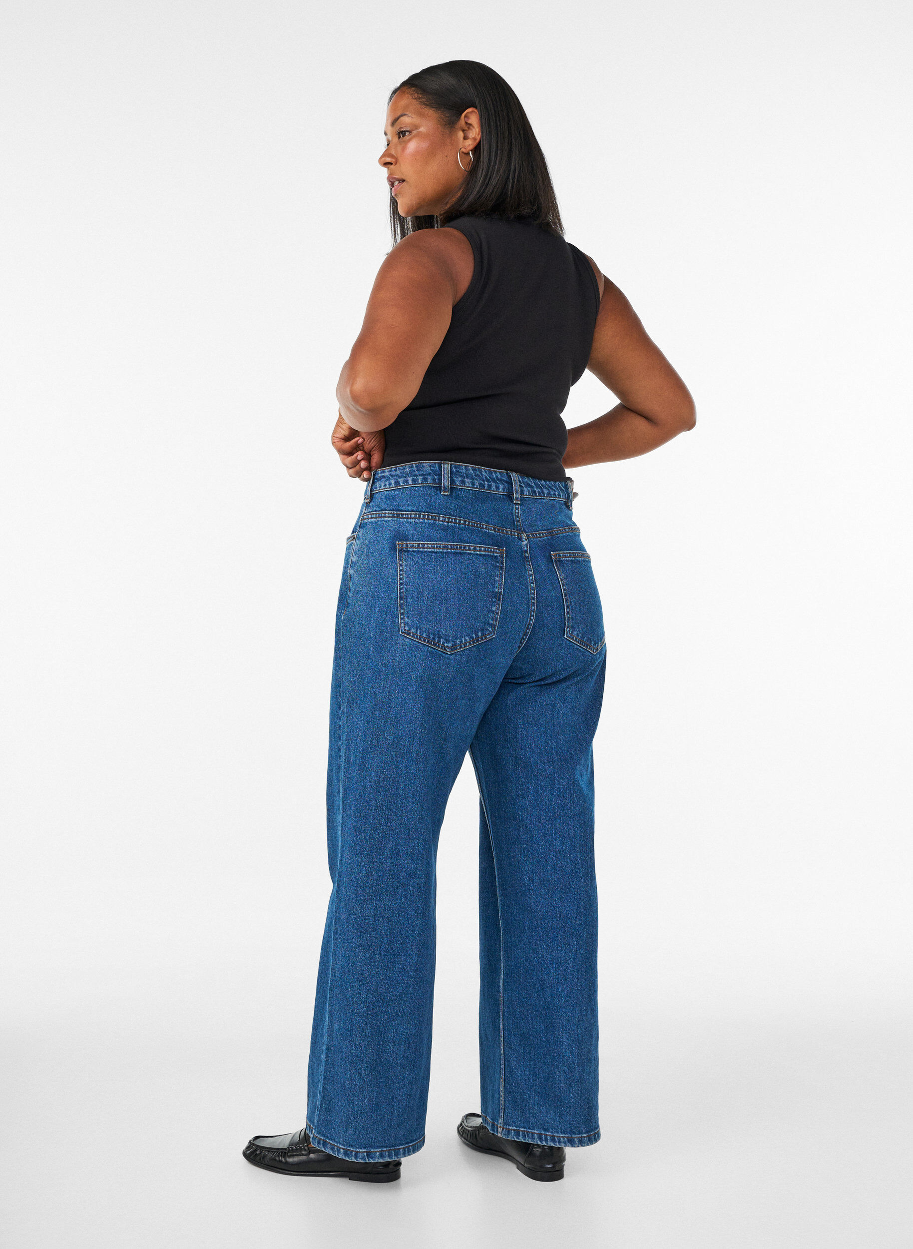 ZizziJeans med vide ben og h&oslash;y midje, Bl&aring;, Model image number 1