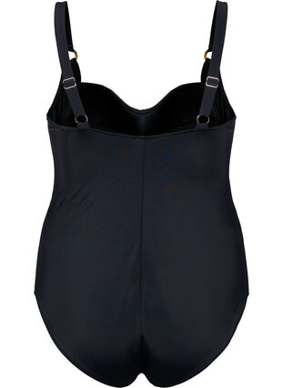 Vattert badedrakt med draperinger , Black, Packshot image number 1