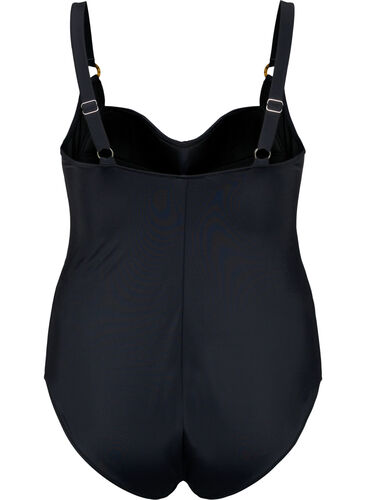 Vattert badedrakt med draperinger , Black, Packshot image number 1