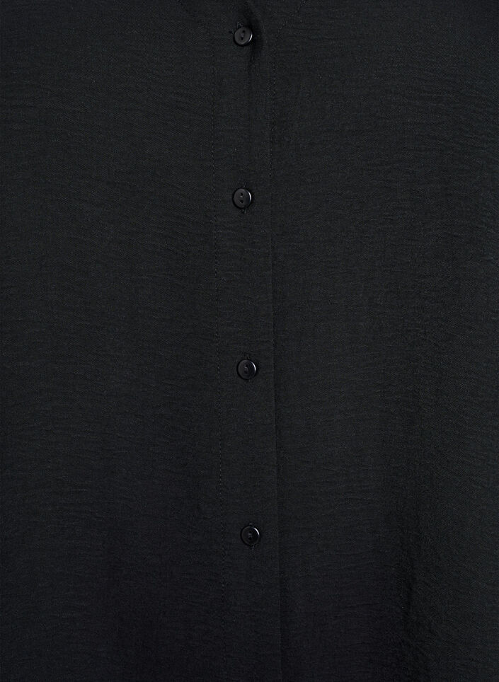 Skjortebluse med v-hals og 3/4 ermer, Svart, Packshot image number 2