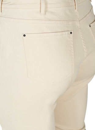 Cropped Mille mom jeans med rå kanter, Ecru, Packshot image number 3