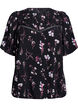 Blomstret bluse med korte ermer, Svart, Packshot image number 0