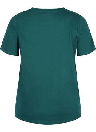 T-skjorte i økologisk bomull med strass, Dark Green, Packshot image number 1