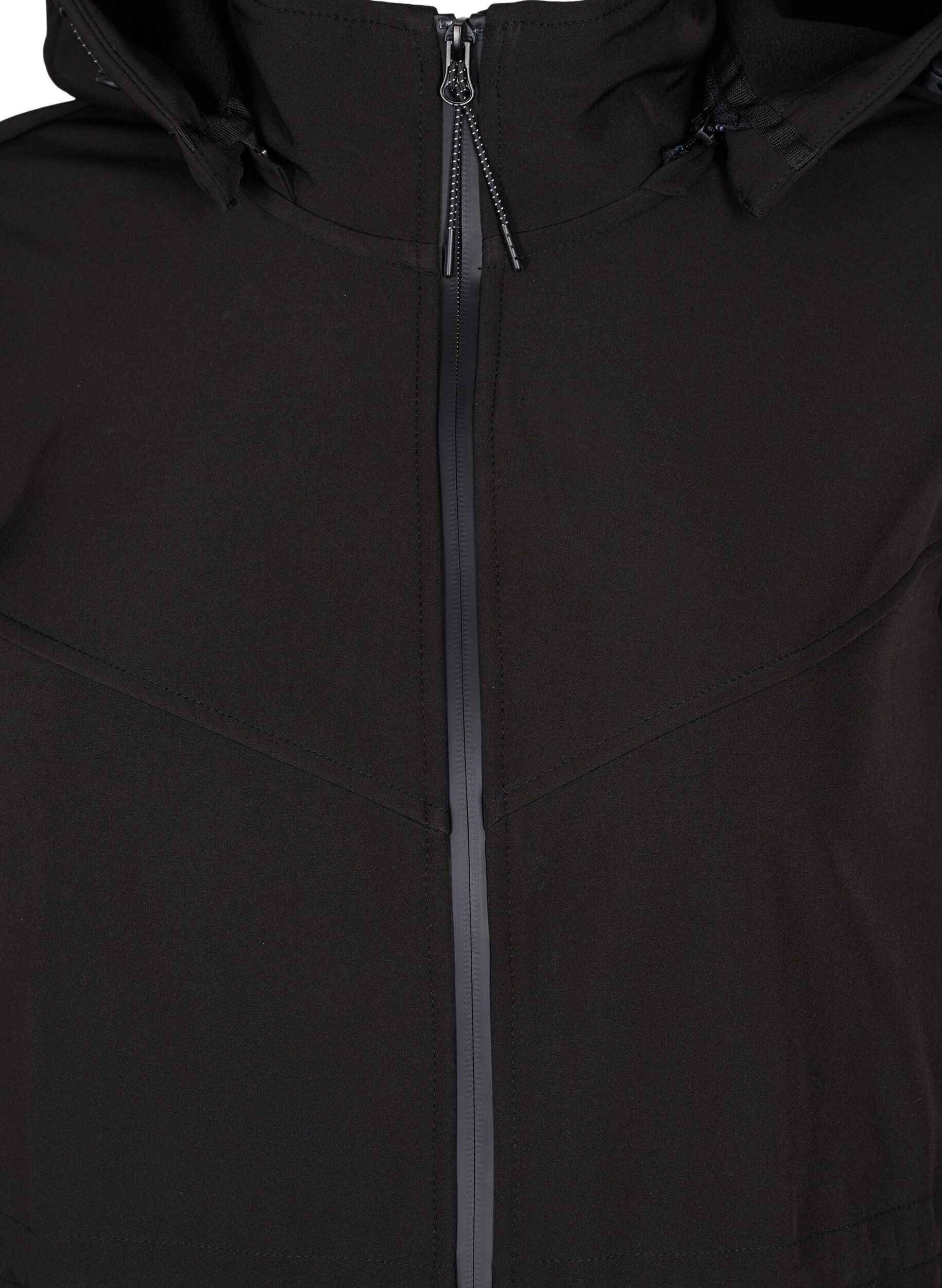 Zizzi Softshelljakke med tilh&oslash;rende fleece, Black Solid, Packshot image number 2