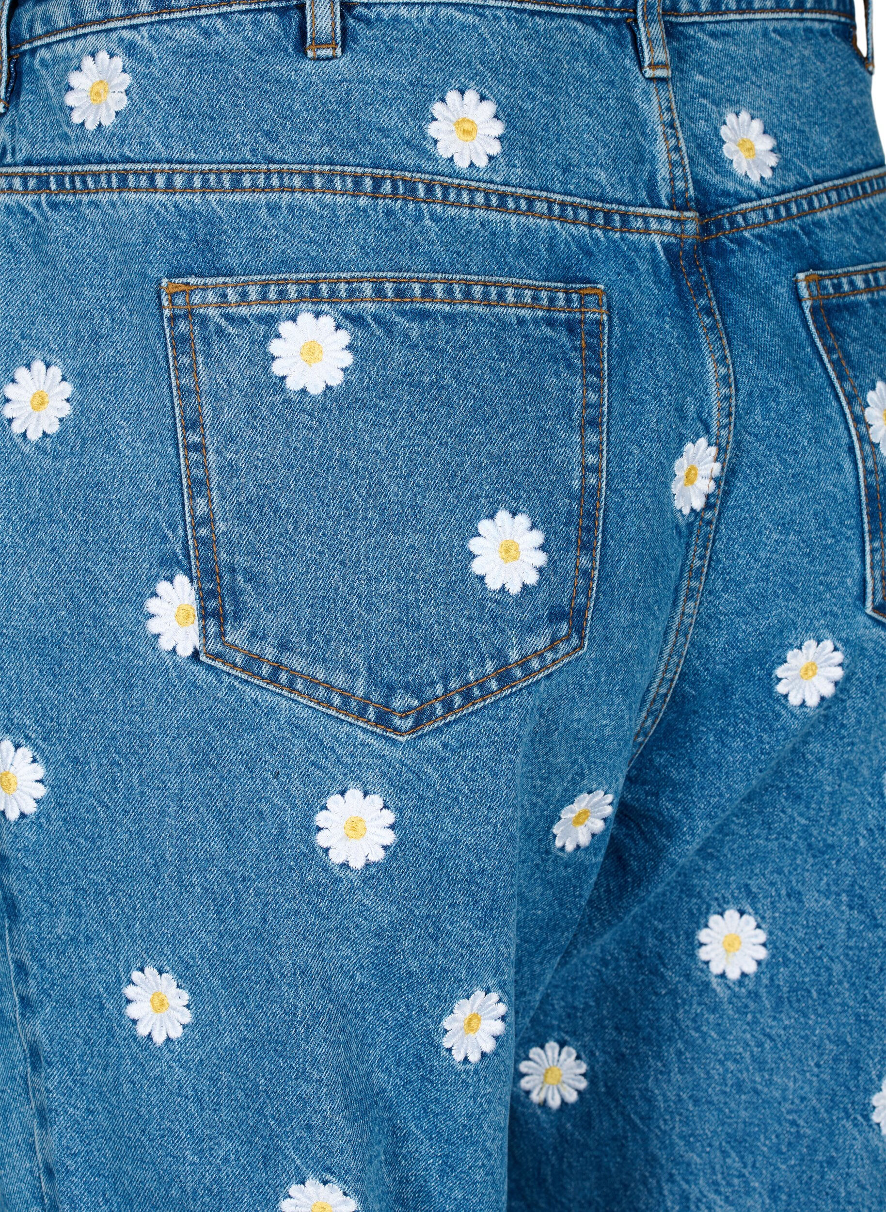 Zizzi H&oslash;y midje Gemma jeans med tusenfryd, Bl&aring;, Packshot image number 3