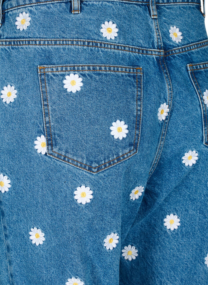 Høy midje Gemma jeans med tusenfryd, Blå, Packshot image number 3