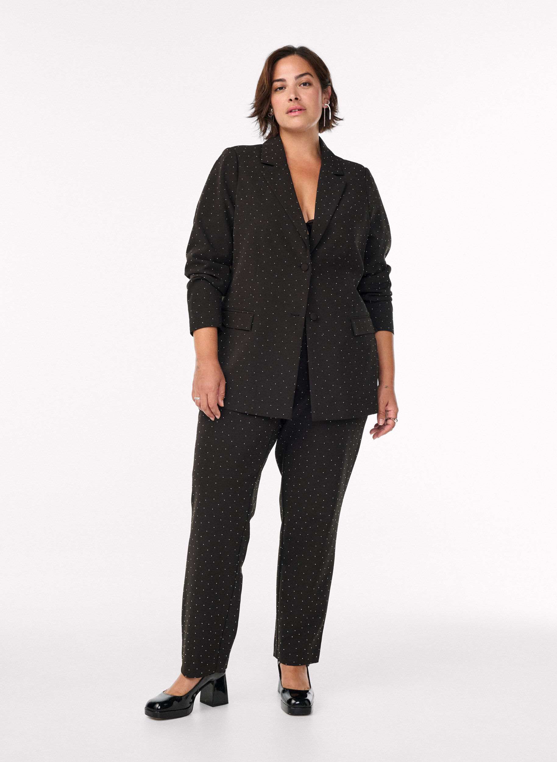 Zizzi Blazer med rhinesteiner, Svart, Model image number 1