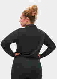 Høyhalset treningsgenser med glidelås, Black, Model