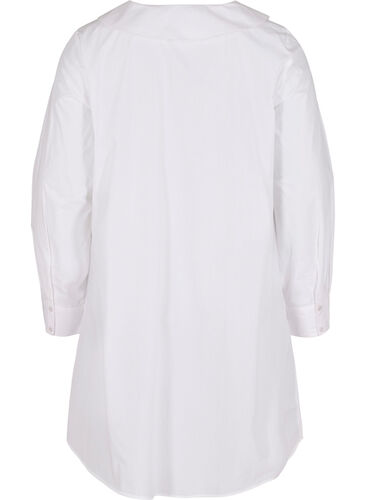 Lang skjorte i bomull med stor krave, Bright White, Packshot image number 1