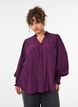 Bluse med rysjekrage og rynking, Lilla, Model image number 0