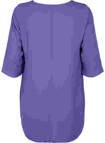 Bluse med 3/4-ermer og V-hals, Ultra Violet, Packshot image number 1