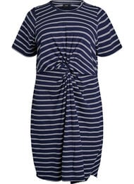 Bomullskjole med vri-detalj, Bl&aring;