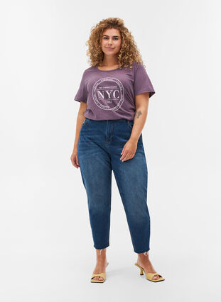 Melert T-skjorte med trykk, Vintage Violet Mel., Model image number 2