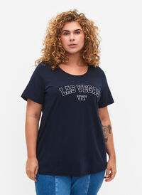T-skjorte i bomull med tekst, Night Sky W. Las, Model