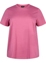 Basic T-skjorte i bomull med rund hals, Rosa