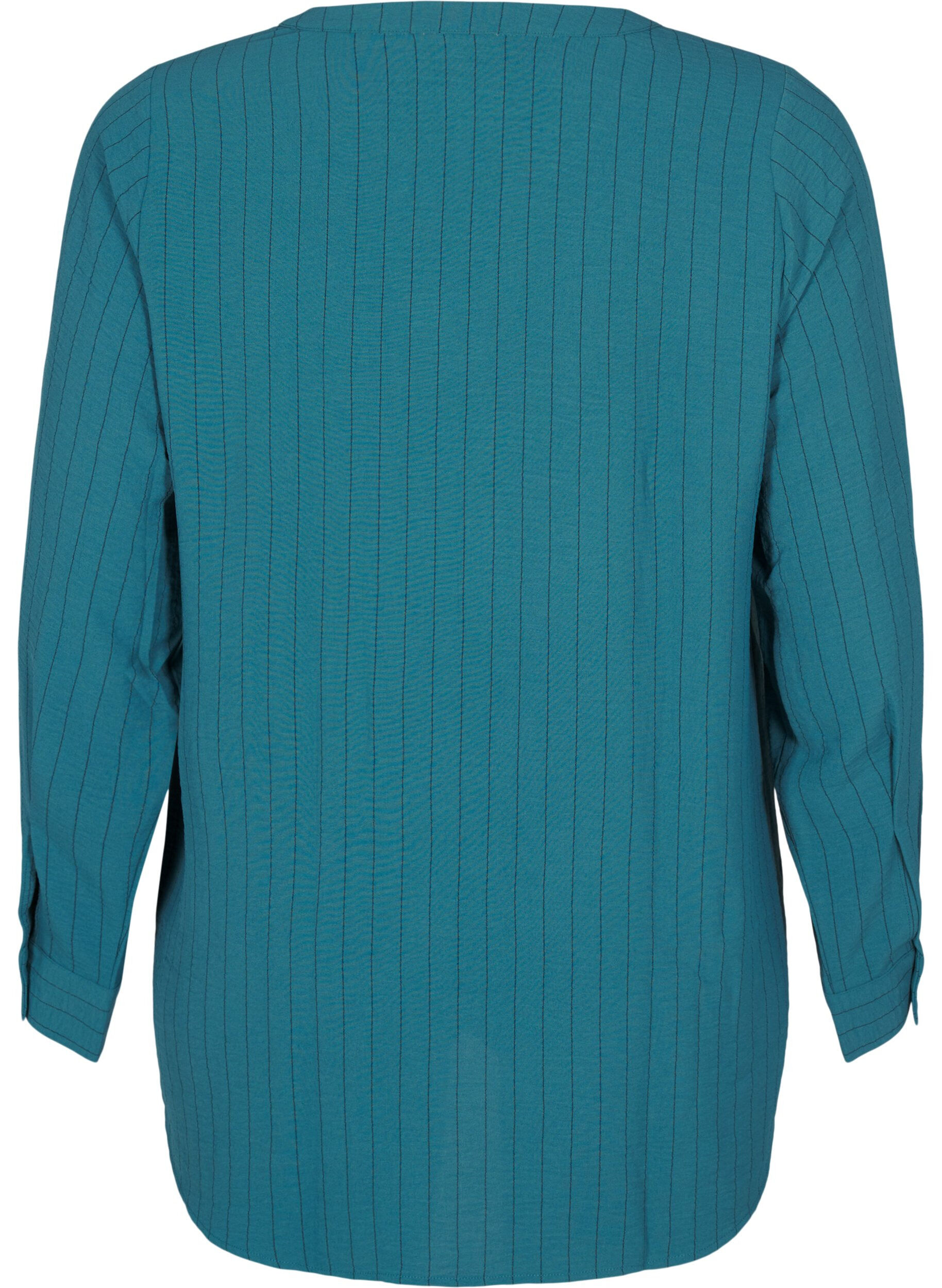 Zizzi FLASH - Skjortebluse med n&aring;lestriper, Gr&oslash;nn, Packshot image number 1