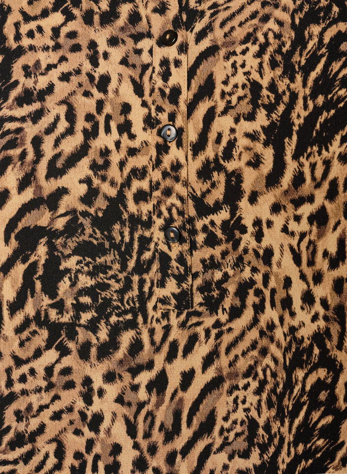 Bluse med korte ermer og V-hals, Brun, Packshot image number 2