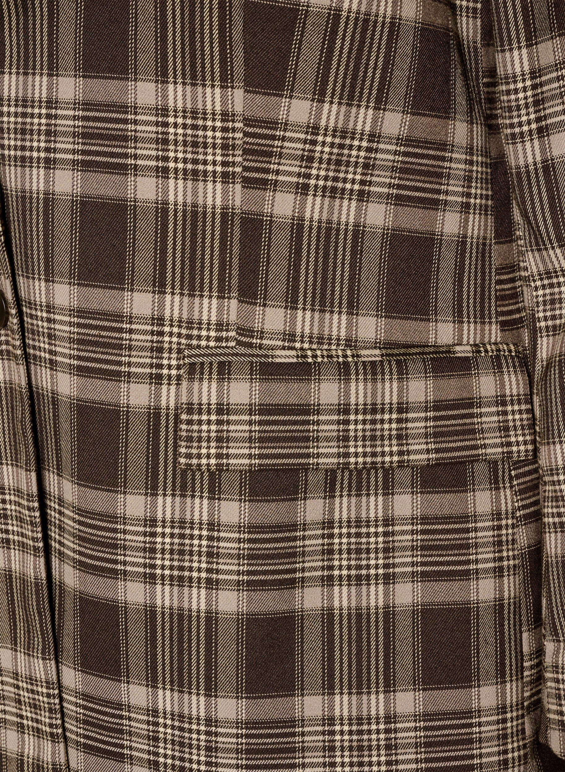 ZizziRutete blazer med lommer og splitt bak, Brun, Packshot image number 3