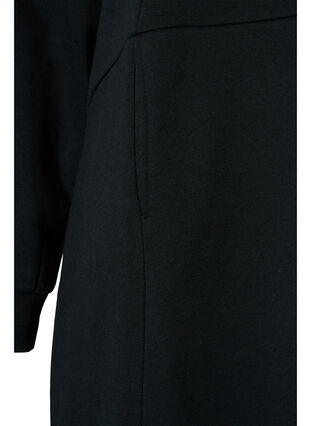 Lang genser med hette og lommer, Black, Packshot image number 3