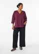 Bluse med 3/4 ermer, M&oslash;rk Bordeaux, Model image number 1