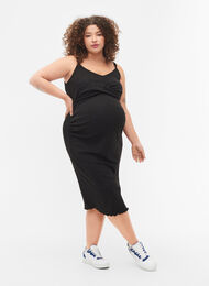 Kjole i ribbet materiale til gravide, Black, Model