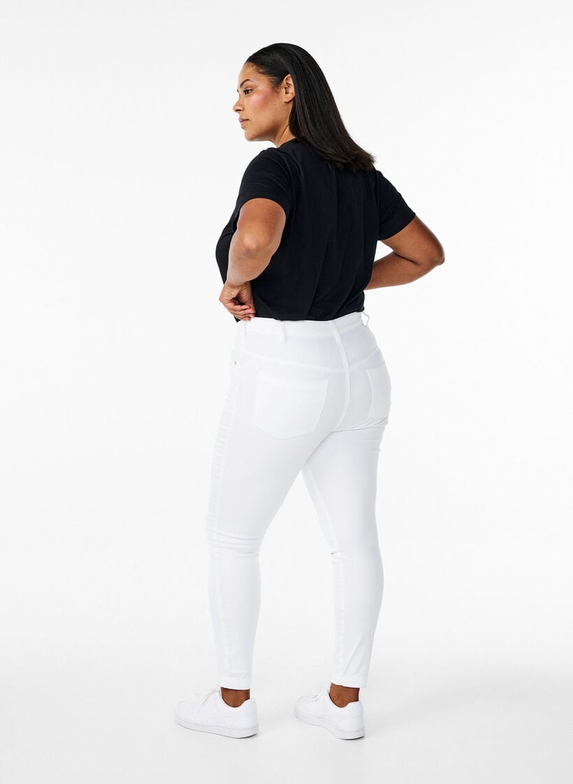 Super slim Amy jeans med høyt liv, White, Model image number 1
