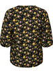 M&oslash;nstret viskosebluse med 3/4-ermer, Svart, Packshot image number 1