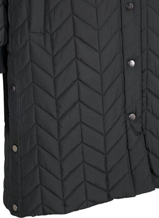 Quiltet jakke med knapper og hette, Black, Packshot image number 3