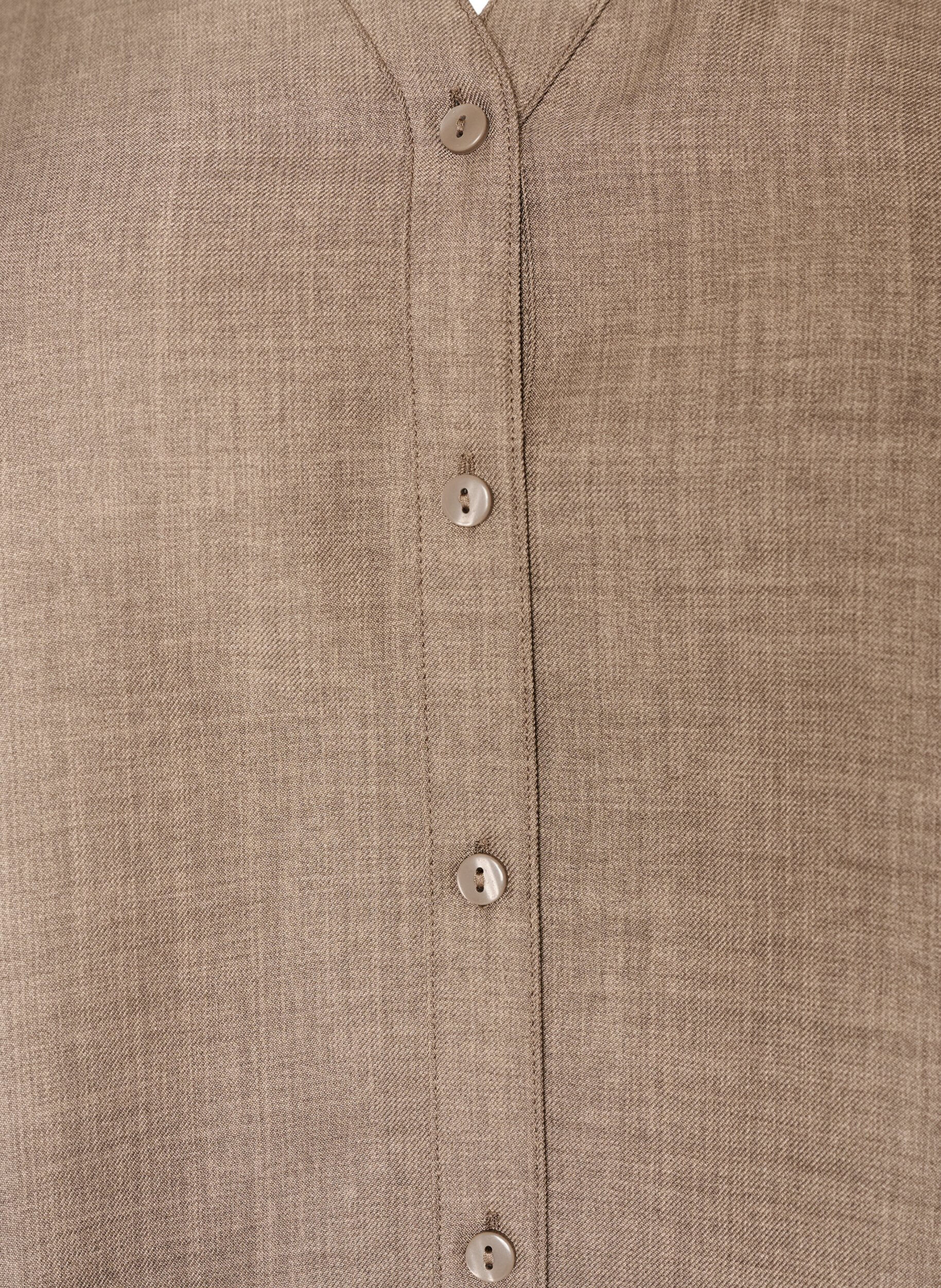 ZizziLoose fit skjorte med V-hals, Brun, Packshot image number 2