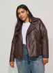 Bikerjakke i imitert skinn, Brun, Model image number 3