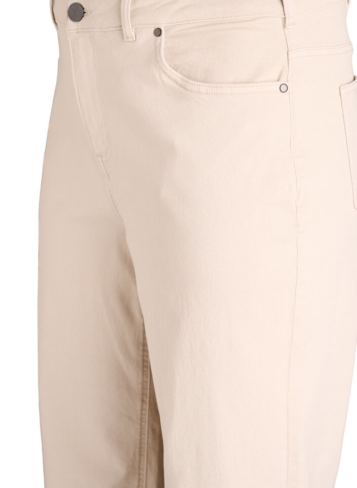 Fargede Myra-jeans med wide fit og høy midje, Vanilje, Packshot image number 2
