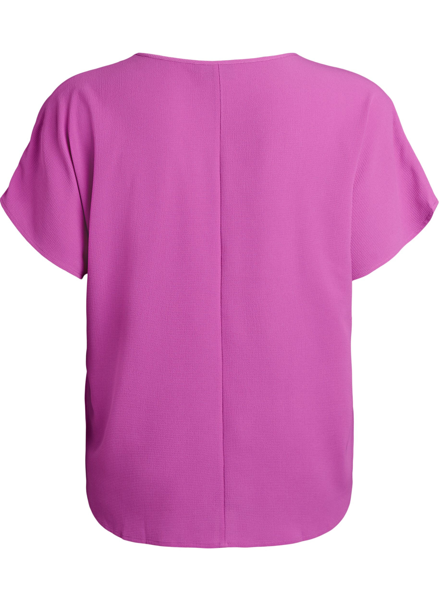 ZizziBluse med korte ermer og rund hals, Lilla, Packshot image number 1