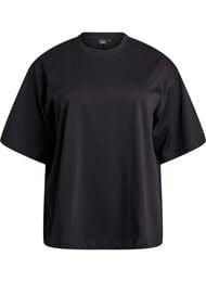 Oversized T-skjorte med halve ermer, Svart