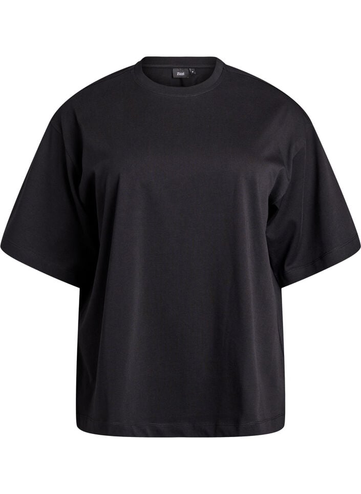Oversized T-skjorte med halve ermer, Svart, Packshot image number 0