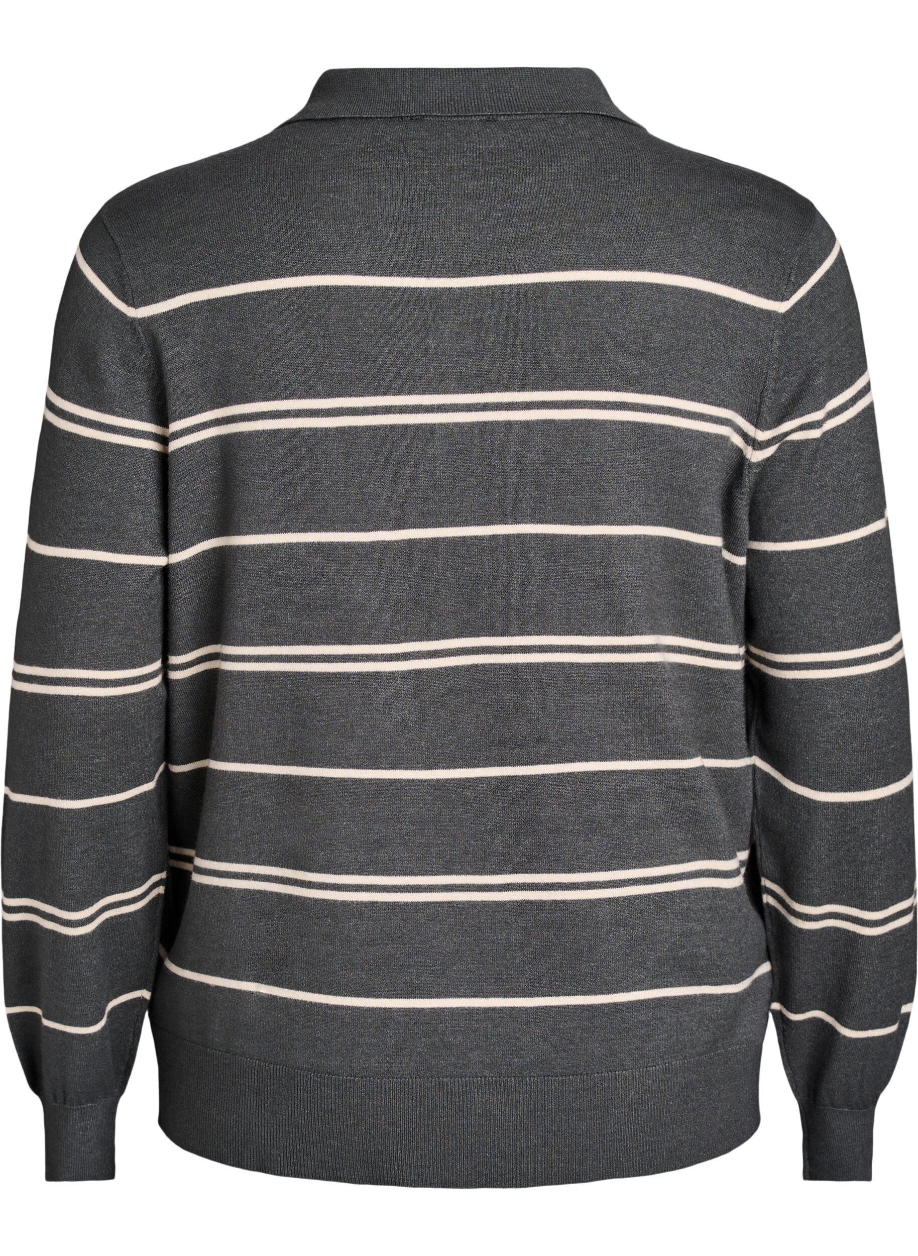 Zizzi Strikkeplagg med krage, Gr&oslash;nn, Packshot image number 1