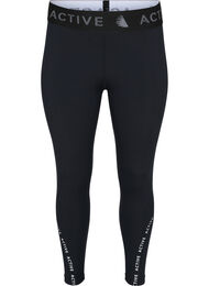 Cropped treningstights med tekstprint, Black, Packshot