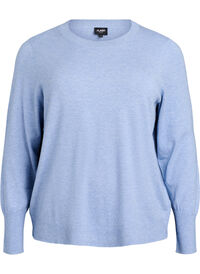 FLASH – strikket bluse med rund hals, Blå FLASH – strikket bluse med rund hals