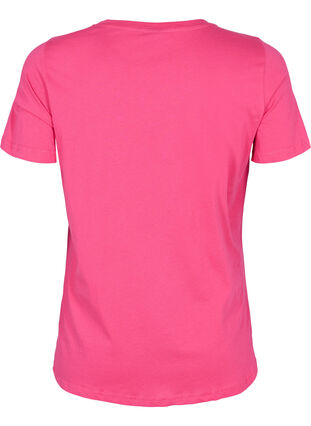 T-skjorte i bomull med tekst på brystet, Fandango Pink, Packshot image number 1